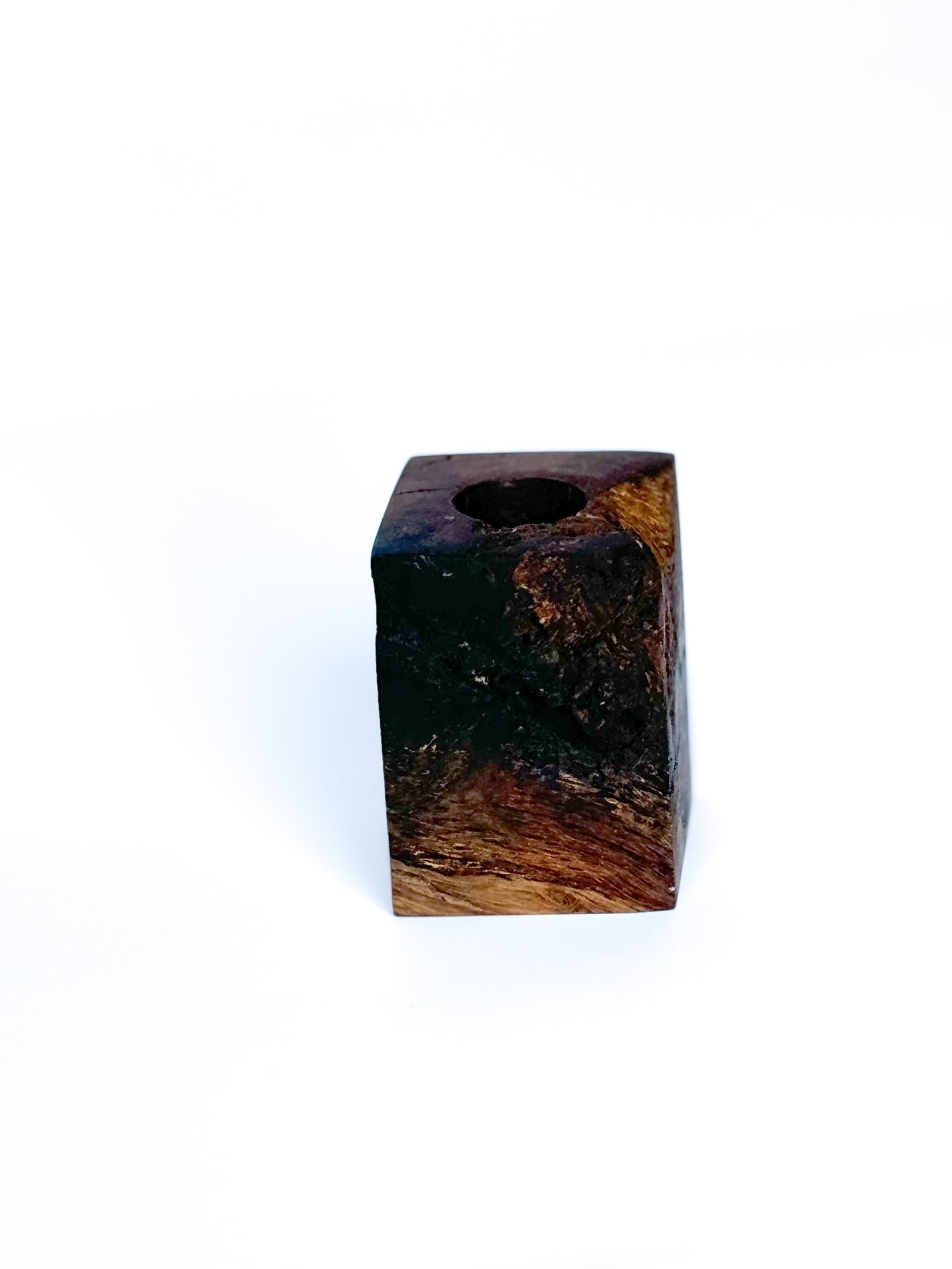 Burl oak tapered candles holder