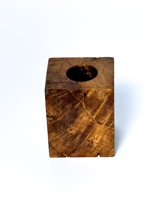 Burl oak tapered candles holder