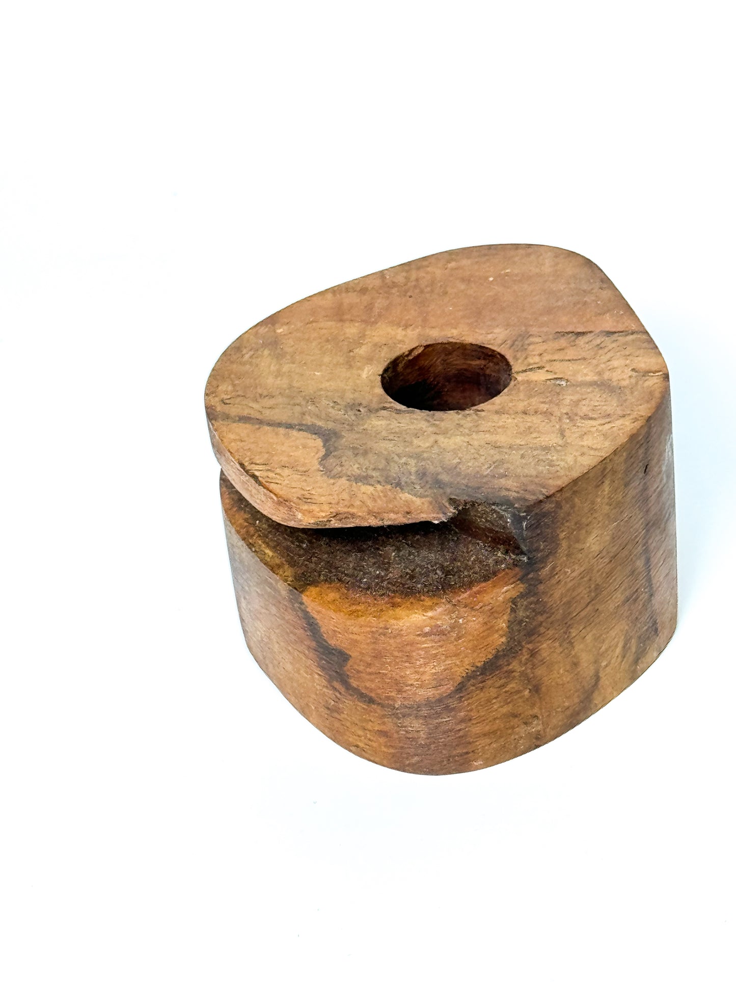 Burl oak tapered candles holder