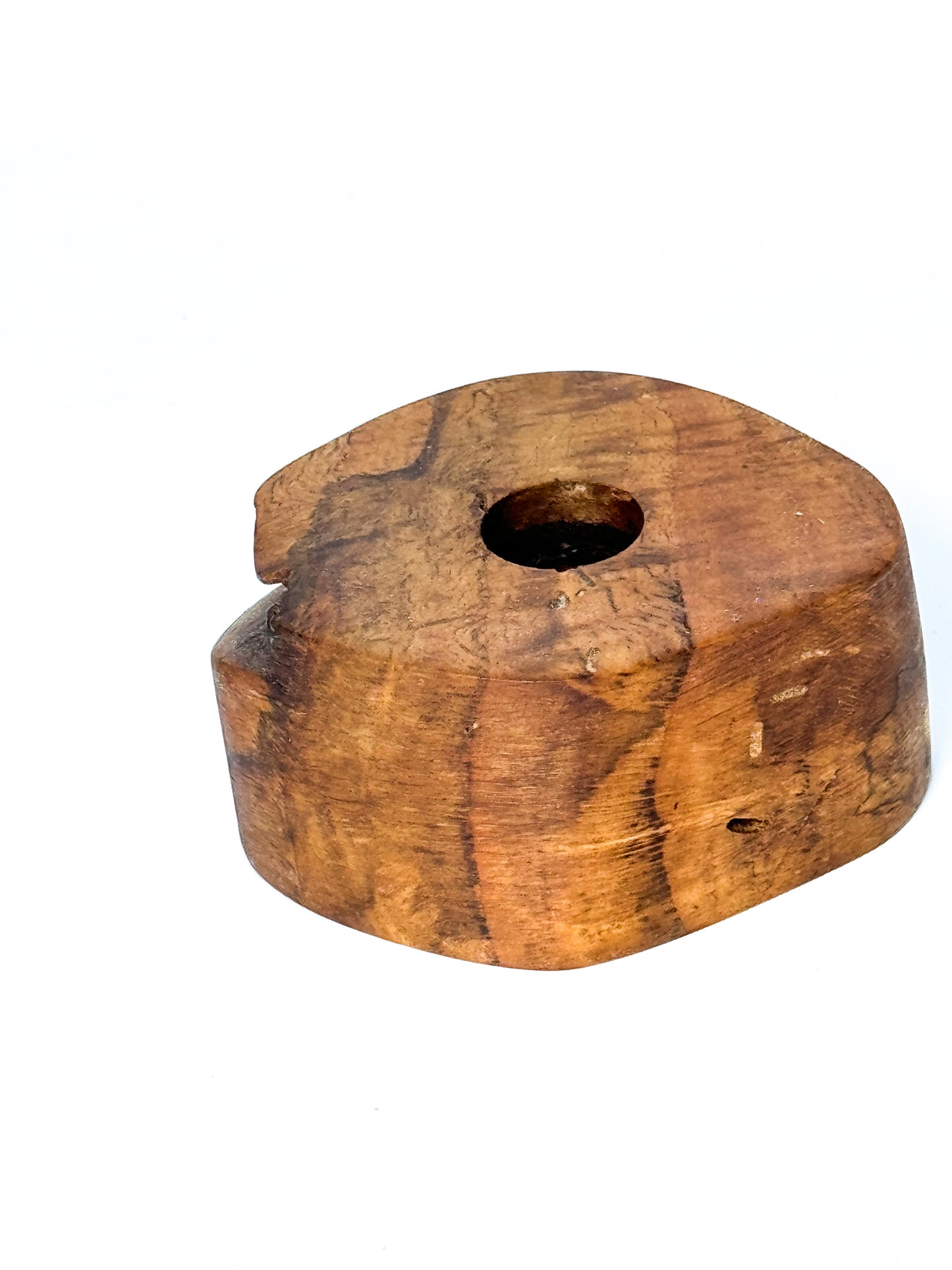 Burl oak tapered candles holder