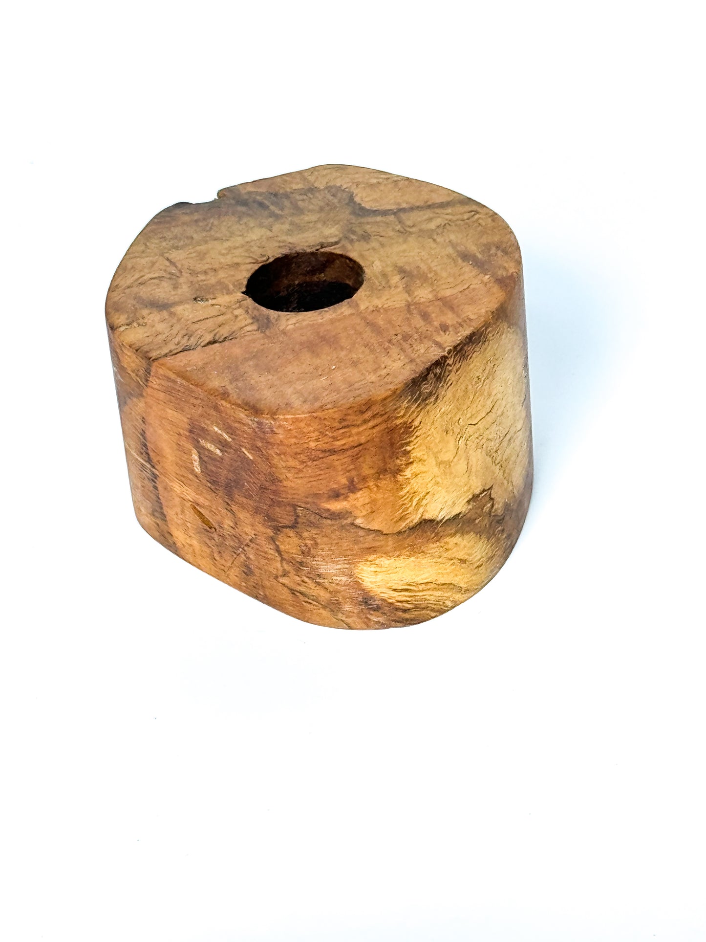 Burl oak tapered candles holder